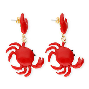 Boucles d'oreilles&nbsp;/&nbsp;puces tendance &eacute;maill&eacute;e crabe avec tige en acier inoxydable Dor&eacute;-rouge
