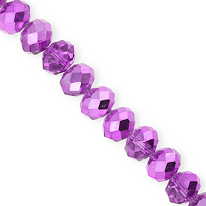 Perles &agrave; facettes 12x9&nbsp;mm disque Heishi Violet-pearl shine coating