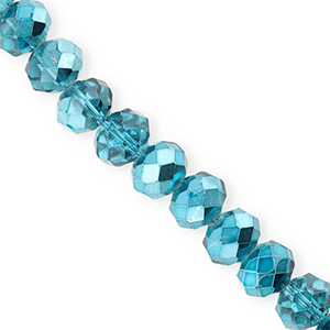 Perles &agrave; facettes 12x9&nbsp;mm disque Heishi Bleu sarcelle-pearl shine coating
