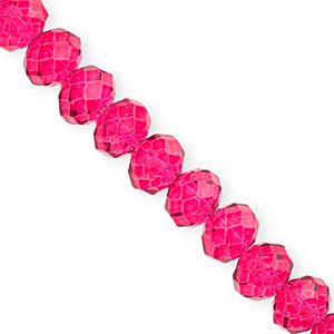 Perles &agrave; facettes 12x9&nbsp;mm disque Heishi Rose cerise&nbsp;