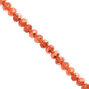 Perles &agrave; facettes 4x3&nbsp;mm disque Heishi Orange corail-pearl shine coating