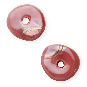 Perles en c&eacute;ramique DQ grecque donut Rose magenta