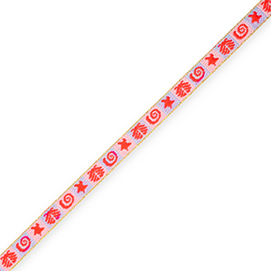 BY31&reg; Ruban texte vie marine Rose clair-bleu poudre-rouge coquelicot-dor&eacute;