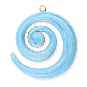 Breloques en acier Inox spirale Dor&eacute;-bleu marbr&eacute;
