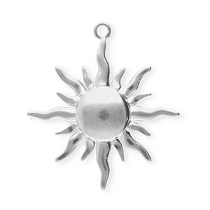 Breloques en acier Inox soleil Argent&eacute;