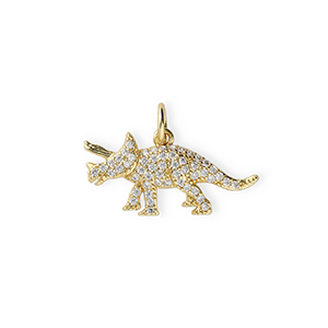 M&eacute;tal TQ laiton breloques dinosaure avec strass Dor&eacute;-transparent