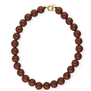 BY31&reg; Colliers en perles acryliques 16mm brillant Cappuccino brown 19-1220 TCX-dor&eacute;