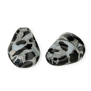 Perles acryliques goutte avec imprim&eacute; l&eacute;opard Transparent-noir