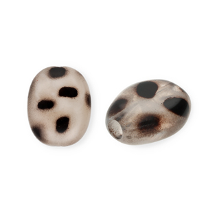 Perles acryliques en forme d'&oelig;uf avec imprim&eacute; l&eacute;opard Blanc transparent-noir