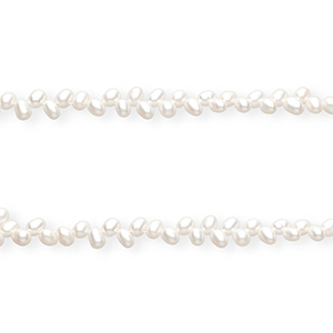 TQ Perles d'eau douce ovale trou diagonal Blanc naturel