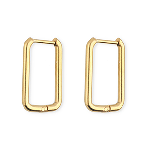 Boucles d'oreilles&nbsp;/&nbsp;cr&eacute;oles en acier Inox rectangle Dor&eacute;