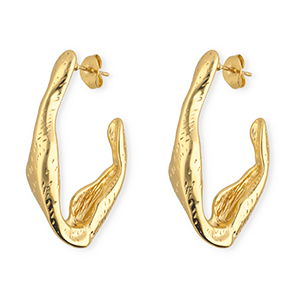Boucles d'oreilles&nbsp;/&nbsp;puces en acier Inox ovale Dor&eacute;