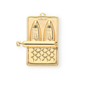 BY31&reg; Breloques en laiton Eco-brass sardines en conserve Dor&eacute;