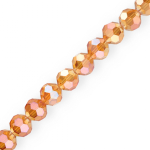 Perles &agrave; facettes ronde 14 mm Cognac-AB coating