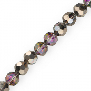 Perles &agrave; facettes ronde 14 mm Anthracite-AB coating
