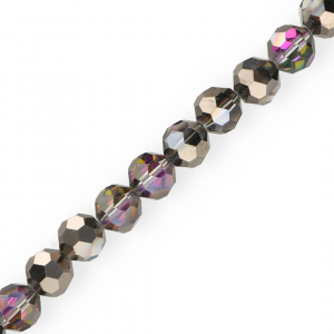 Perles &agrave; facettes rondes 16 mm Anthracite-AB coating