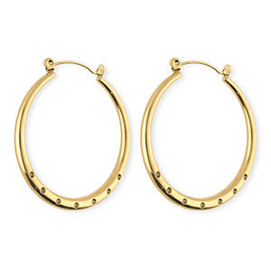BY31&reg; Appr&ecirc;ts en acier Inox boucles d'oreilles&nbsp;/&nbsp;puces cr&eacute;oles avec 7 anneaux Dor&eacute;
