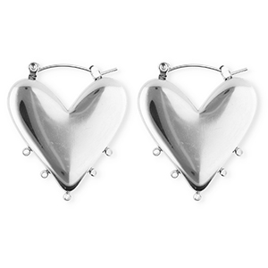 BY31&reg; Appr&ecirc;ts en acier Inox boucles d'oreilles&nbsp;/&nbsp;puces cr&eacute;oles coeur avec 5 anneaux Argent&eacute;