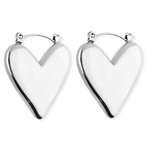 BY31&reg; Boucles d'oreilles / cr&eacute;oles en acier Inox coeur Argent&eacute;