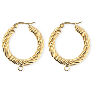 BY31&reg; Appr&ecirc;ts en acier Inox boucles d'oreilles&nbsp;/&nbsp;puces cr&eacute;oles torsad&eacute; avec annea Dor&eacute;