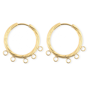 BY31&reg; Appr&ecirc;ts en acier Inox boucles d'oreilles&nbsp;/&nbsp;puces cr&eacute;oles torsad&eacute; avec 5 anneaux Dor&eacute;