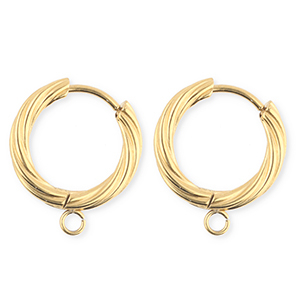 BY31&reg; Appr&ecirc;ts en acier Inox boucles d'oreilles&nbsp;/&nbsp;puces cr&eacute;oles torsad&eacute; avec anneau Dor&eacute;