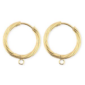 BY31&reg; Appr&ecirc;ts en acier Inox boucles d'oreilles&nbsp;/&nbsp;puces cr&eacute;oles torsad&eacute; avec anneau Dor&eacute;
