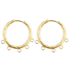 BY31&reg; Appr&ecirc;ts en acier Inox boucles d'oreilles&nbsp;/&nbsp;puces cr&eacute;oles torsad&eacute; avec 5 anneaux Dor&eacute;