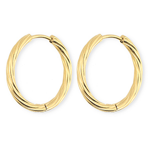 BY31&reg; Boucles d'oreilles / cr&eacute;oles en acier Inox torsad&eacute; Dor&eacute;