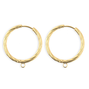 BY31&reg; Appr&ecirc;ts en acier Inox boucles d'oreilles&nbsp;/&nbsp;puces cr&eacute;oles torsad&eacute; avec anneau Dor&eacute;