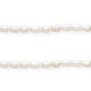 Perles d'eau douce imparfaites grain de riz 8x6mm"" Blanc naturel