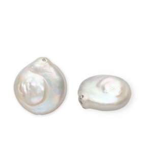 Perles d'eau douce imparfaites m&eacute;daillon Blanc naturel