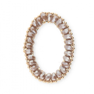Pendentifs facett&eacute;es ovale Taupe marron-pearl shine coating-dor&eacute;