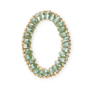 Pendentifs facett&eacute;es ovale Vert-pearl shine coating-dor&eacute;