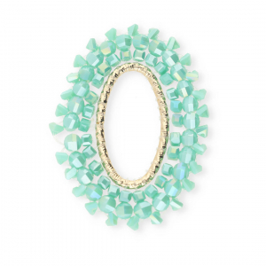 Pendentifs facett&eacute;es ovale Turquoise menthe AB-dor&eacute;