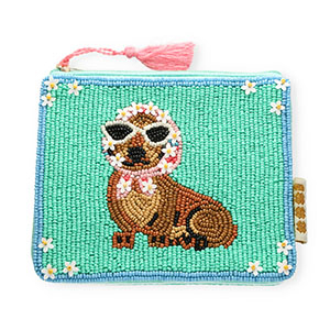 BY31&reg; Trousse teckel avec fleurs Vert menthe-marron-bleu clair-rose-blanc