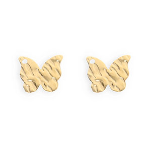 Appr&ecirc;ts en acier Inox boucles d'oreilles / puces d&rsquo;oreilles papillon avec anneau Dor&eacute;