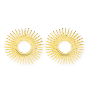 Appr&ecirc;ts en acier Inox boucles d'oreilles&nbsp;/&nbsp;puces d&rsquo;oreilles soleil avec anneau Dor&eacute;