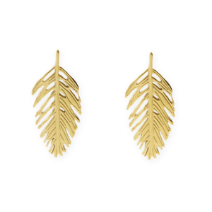 Appr&ecirc;ts en acier Inox boucles d'oreilles&nbsp;/&nbsp;puces d&rsquo;oreilles feuille avec anneau Dor&eacute;