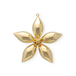 Breloques en acier Inox fleur Dor&eacute;