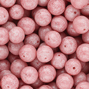Perles en verre 12 mm Rose vintage-blanc