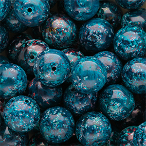 Perles en verre 14 mm Sarcelle multicolore