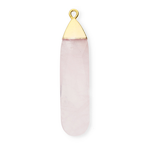 Breloque en pierre naturelle Quartz goutte Rose clair-dor&eacute;