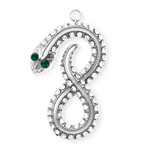 Breloques en acier Inox avec strass infini / serpent Argent&eacute;-cristal-vert