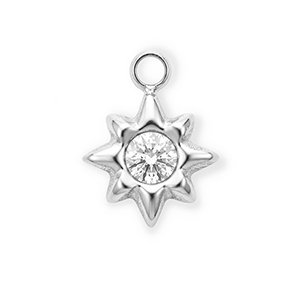 Breloques en acier Inox avec strass &eacute;toile Argent&eacute;-cristal