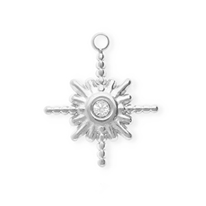 Breloques en acier Inox avec strass &eacute;toile Argent&eacute;-cristal