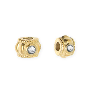 Perles en acier Inox spacer avec strass 6 mm Dor&eacute;-cristal