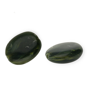 Perles acryliques ovale Vert mousse-blanc marbr&eacute;