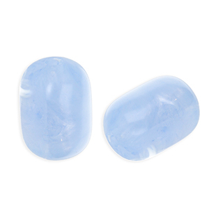 Perles acryliques tube Bleu clair-blanc marbr&eacute;