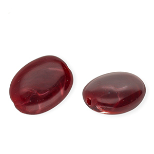 Perles acryliques ovale Rouge bourgogne-blanc marbr&eacute;